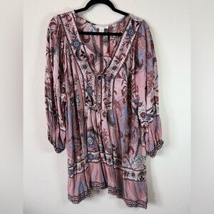 Aveology Boho Maxi Tunic Dress Pink Floral | Size 22/24